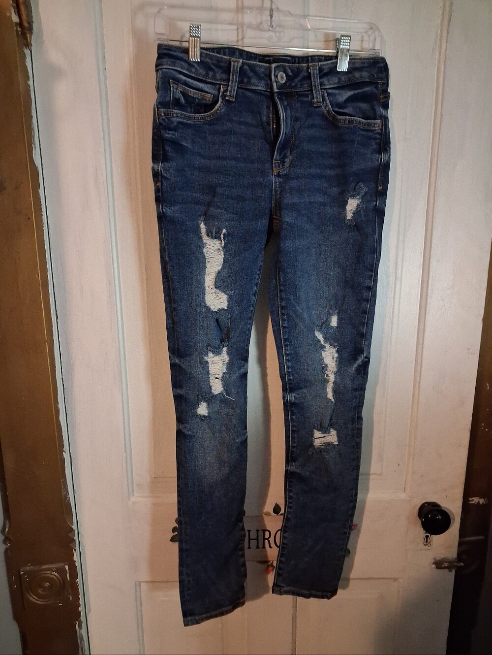 Arizona Dark Wash Distressed Women’s Jeans - Blue Size 5,Midrise Skinny